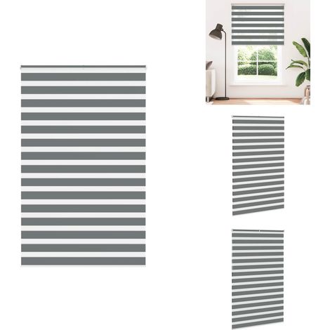 Store zèbre gris foncé largeur du tissu 135,9 cm polyester - Store Zébré - Stores Zébrés - Store À Enrouleur Zébré - Double Store À Enrouleur (1/5)