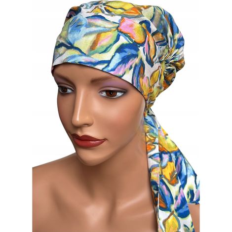 Turbante Eva w-387, bufanda arrugada atada con viscosa, también después de la quimioterapia. (1/5)