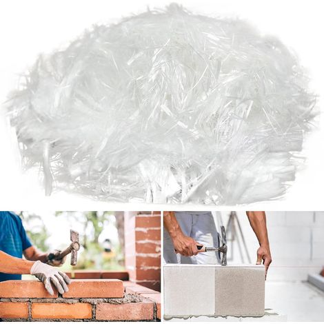 1 kg Polypropylene Fibre for Concrete, Mortar, Plaster, Cement Mortar, Strengthening and Strengthening Polypropylene Fibre, Cracking Prevention, Reduction of Shrinkage (1/5)