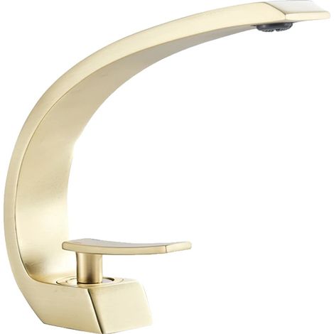 Robinet de salle de bain, à poignée unique, monté sur le plan, or brossé (1/2)