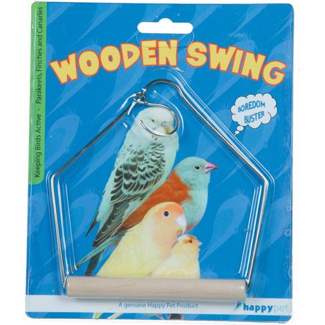 Happy Pet Wooden Bird Swing - 16cm - 140437