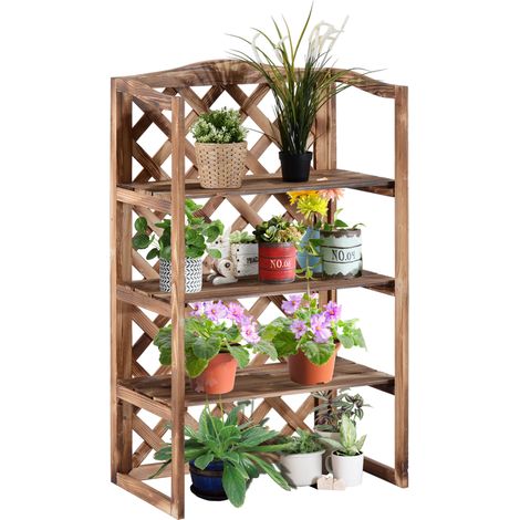 Blumenständer Blumenregal Pflanzregal Blumenbank 3 Etagen Tannenholz (Modell8)