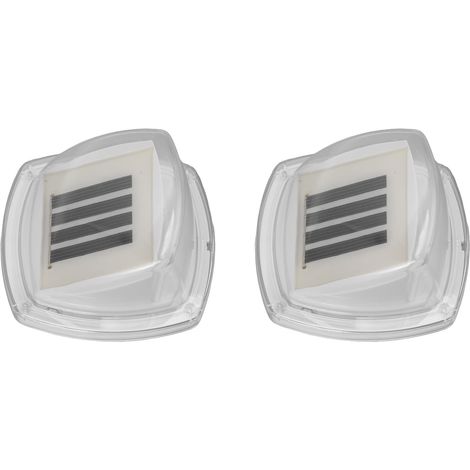 2 appliques murales solaires LED, étanches, blanc chaud, transparentes, petites appliques solaires pour l'installation sur clôture de jardin et de cour (1/5)