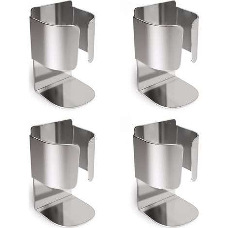 Juego de 4 soportes de acero inoxidable para cepillos de dientes eléctricos, autoadhesivos, no requieren perforación, para baño o cocina.