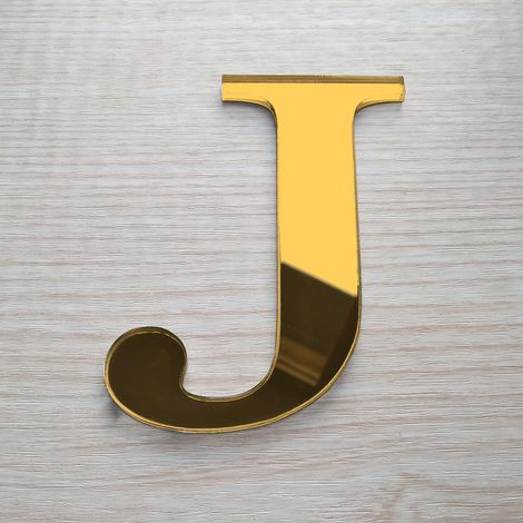 Lettre Miroir Or Décorative Plexiglass.- J - 15 cm