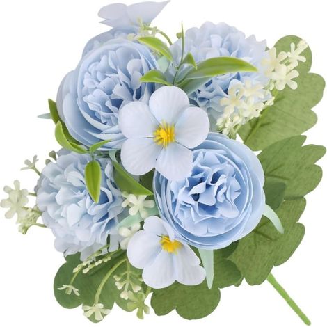 Bouquet de pivoines artificielles en soie réaliste pour centres de table de mariage, accessoires de photographie et décoration d'intérieur, fleurs artificielles nouées à la main, 18 x 30 cm (1/5)