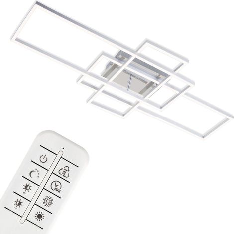 LED Deckenleuchte Dimmbar Fernbedienung CCT Timer 55W silber Metall Briloner