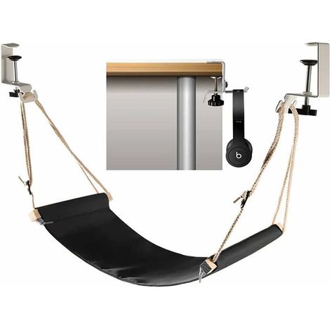 Hamac repose-pieds réglable de bureau avec crochet pour casque – DELKEVIC