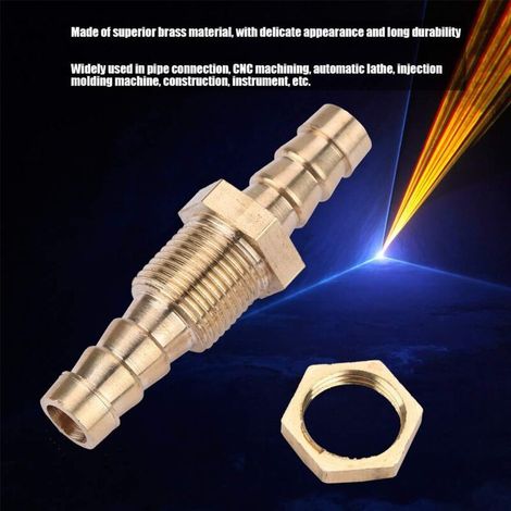 Raccord Tetine Arriv Gaz.2 pices Tuyau Barb En Laiton Cloison Raccord de Tuyau Coupleur Connecteur Adaptateur(8mm) (1/4)