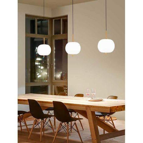 Suspension Led 18W, Finition Or Brossé Et Diffuseur En Verre Blanc, Diamètre 30 Cm, Lumière Chaude 3000K, Design Moderne Élégant Par Perenz.