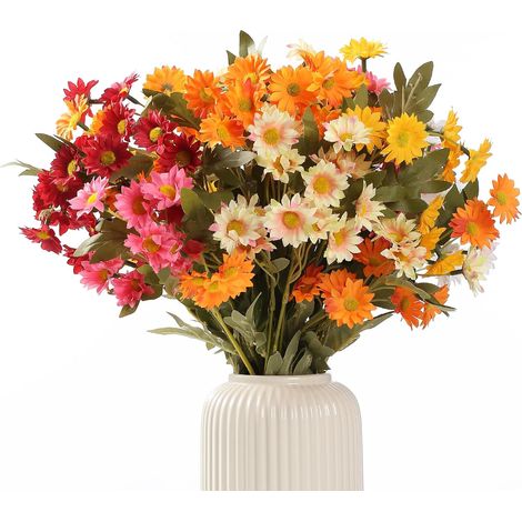 Fleurs Artificielles Deco de Marguerite 6 PCS de 6 Couleurs, Faux Bouquet Fausse Fleur Decoration en Soie pour Maison Balcon Jardin Jardinière (1/5)