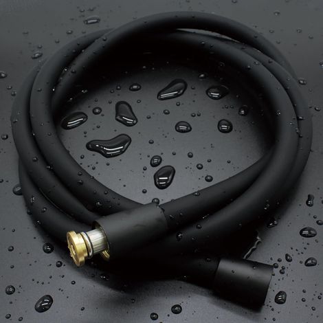 Flexible de Douche Universel (G1/2 Pouces, 1.5m), Tuyau de Douche en Silicone Ultra-Doux, Tuyau Douche Anti-Torsion et Anti-Pliure,Tuyau de Douche Pour Pommeau de Douche, Douchette WC, Noir (1/5)
