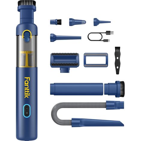 Aspirateur sans Fil pour Voiture,Haute Puissance D'aspiration 19000Pa,Charge Rapide USB-C 2,5 Heures,4 en 1 Aspirateur et Souffleur d'air et Pompe à Air et Pompe sous Vide (Bleu) (1/5)