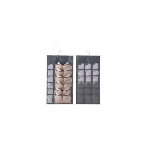 2 pezzi Borsa portaoggetti da appendere, organizer per biancheria intima a doppia faccia per armadio, guardaroba, ripiani appendiabiti per reggiseni, biancheria intima, cravatte, calzini, 30 tasche, g