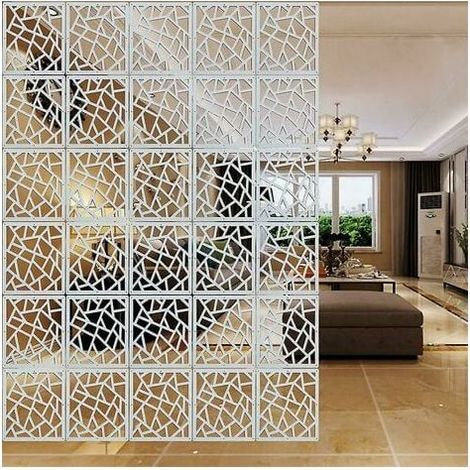 This set of 12 eco-friendly PVC room dividers, simple modern carved room dividers, 29cm x 29cm, white (1/3)