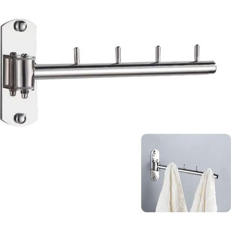 Perchero de pared con 4 ganchos para abrigos, gancho plegable para ropa, perchero de pared, gancho giratorio de 180 grados, tira de ganchos (1/5)