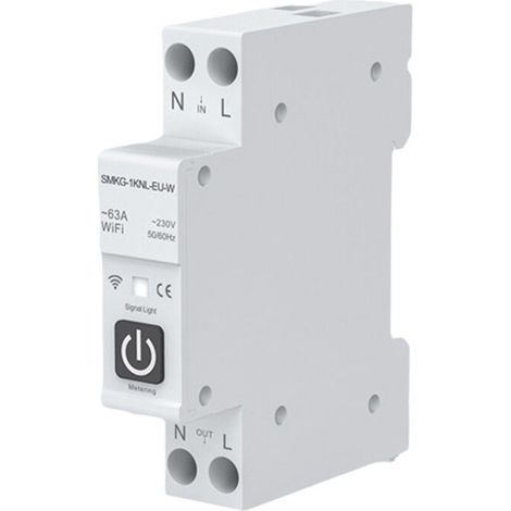 Interruptor automático inteligente Tuya, WiFi, 1P+N, 1A-63A, riel DIN ajustable con medición, compatible con Life Alexa Home.