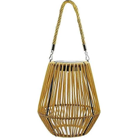 Lanterne solaire extérieure en rotin, lampe de jardin LED, lampe en rotin étanche, idéale pour la décoration de patio, jardin, terrasse et patio. (1/5)
