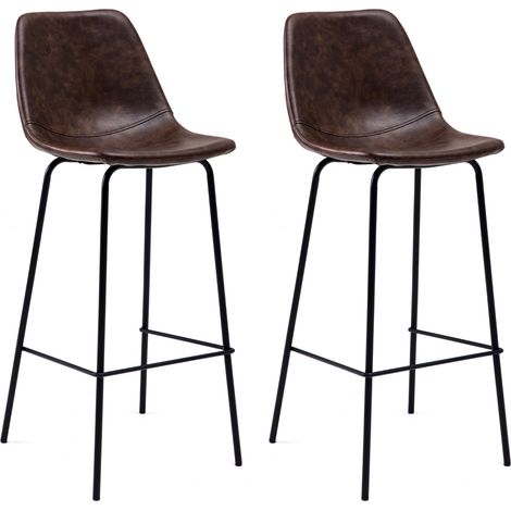 Set di 2 sgabelli vintage LUCIEN marrone - Altezza seduta 75cm
