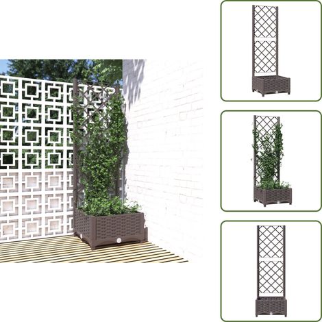 Pflanzkübel mit Rankgitter Braun 40x40x121,5 cm PP - Blumentopf - Kübel - Gartentöpfen - Rankgitter - Polypropylen Topf (1/5)