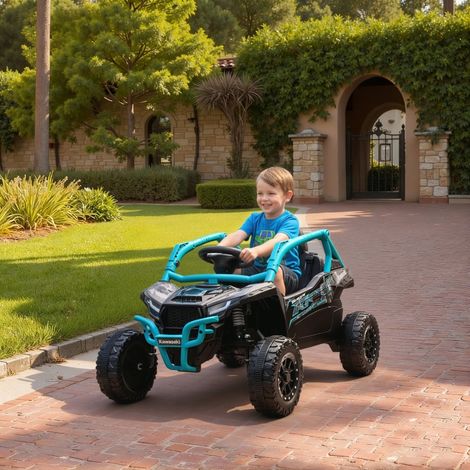 Voiture électrique enfant 12V 4x4 tout-terrain, bleue, avec télécommande parentale, phares LED, musique et klaxon, pour garçons et filles de 3 à 8 ans