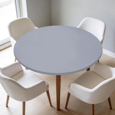 Housse de table élastique ronde 90-110cm, lavable, imperméable, gris argenté