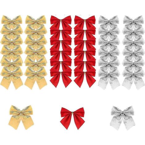 72 nœuds en ruban de Noël, 3 couleurs, mini nœuds rouges pour sapin de Noël, décorations pour sapin et couronne de Noël (1/5)