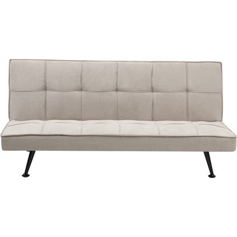 Sofá cama moderno de tela de poliéster sin reposabrazos reclinable convertible de madera maciza beige Hasle