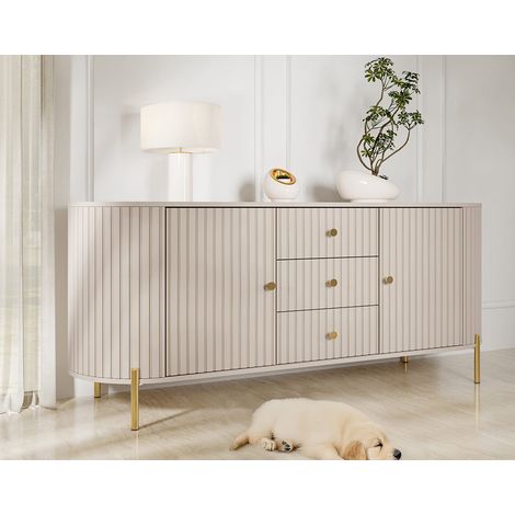 Jaime - buffet bas 178 cm - 3 tiroirs, 2 portes et 2 étagères - beige (1/5)