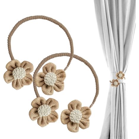 Boucle de rideaux à fleurs – Lot de 2 embrasses décoratives à fleurs, embrasses torsadées pour rideaux, idéales pour la chambre à coucher et la chambre d'enfant, embrasses élégantes pour la décoration