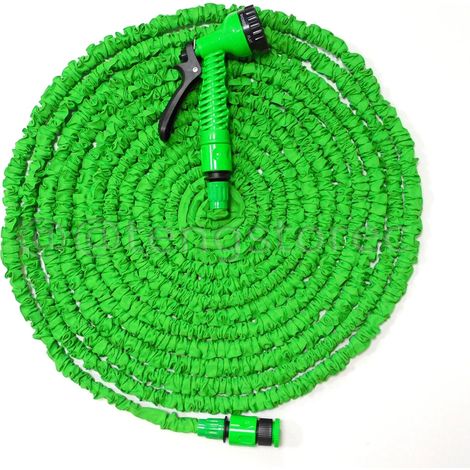 Tuyau d'arrosage extensible (100 pieds, Royaume-Uni) - Tuyau d'arrosage robuste de 15 à 60 mètres (50 à 200 pieds), rétractable et flexible, avec 7 fonctions. (1/3)