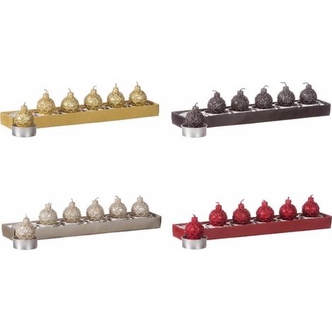 6 Pezzi Candela Natalizie decorazioni a forma di Pallina di Natale 4 Colori (1/2)
