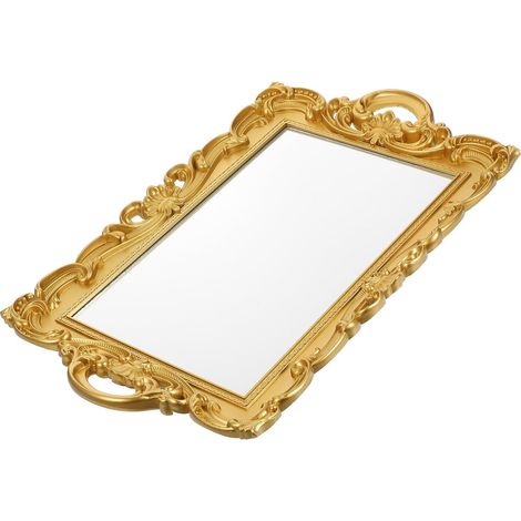 Quadratisches Retro-Spiegeltablett, 1 Stück, zur Aufbewahrung von Schmuck und Kosmetikartikeln, kleines multifunktionales Vintage-Tablett für Zuhause, Büro und Hotel, elegante Fotorequisite (1/5)