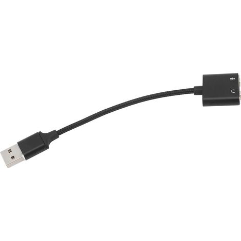 Schwarzer USB-Audioadapter aus Aluminiumlegierung, Plug & Play, USB-Soundkarte auf 3,5-mm-Klinkenanschluss für Desktop- und Laptop-Computer (1/4)