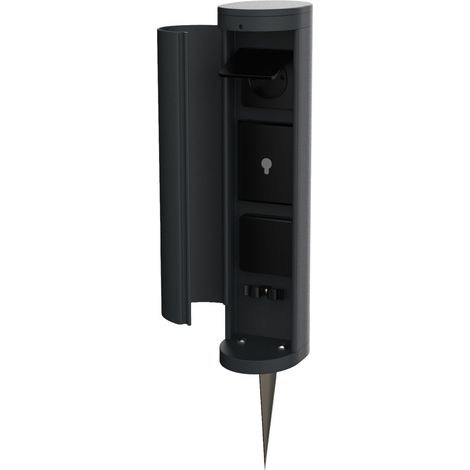 Novatool Gartensteckdose 1x Gartensteckdose Funk 3-fach Anthrazit SMART WIFI APPmit Erdspieß Steckdosenleiste, Montageplatte, Dübel und Schrauben, Erdspieß (1/5)