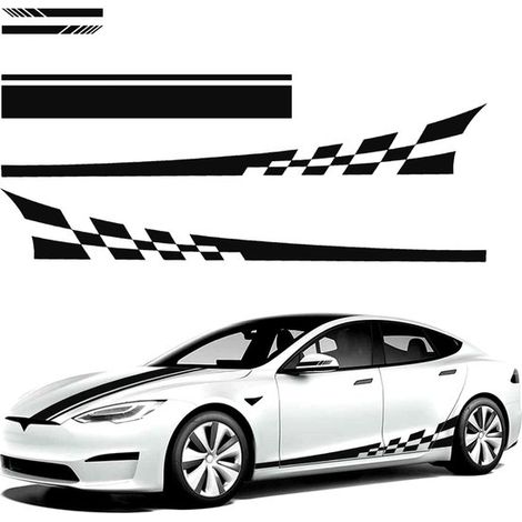 Éléments d'autocollants latéraux, autocollants pour rétroviseurs, autocollants pour capot, autocollants de sport automobile, bandes, graphismes de carrosserie, autocollants décoratifs sportifs (1/2)