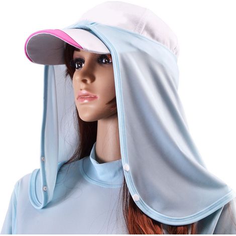 Bonnet de refroidissement en polyester respirant anti-UV cou nu pour sports extérieurs bleu (1/5)