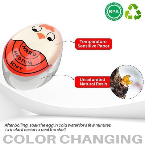 3 couleurs : Rouge  Matériau : Résine  Minuteur pour cuisson des œufs (pour œufs mollets et durs)