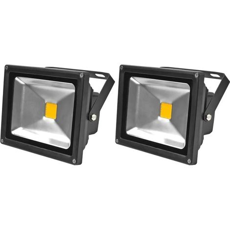 Lot de 2 projecteurs LED 20 W, Greenmigo IP65 étanches, noir, blanc froid, angle de vision de 120°, éclairage extérieur LED blanc lumière du jour (85-265 V CA). (1/5)