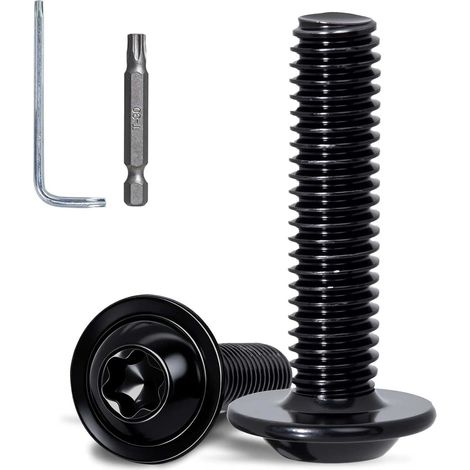 12 Pièces Vis Torx avec Collerette M6 x 60 mm Vis Tete Bombee Inox 304 Finition Noire Zinguée Boulons à Métaux avec Clé et Embout T20 pour PC Modélisme et Meubles (1/5)