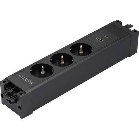 Sygonix SY-6872236 3 scomparti Modulo multipresa senza interruttore Nero (1/5)