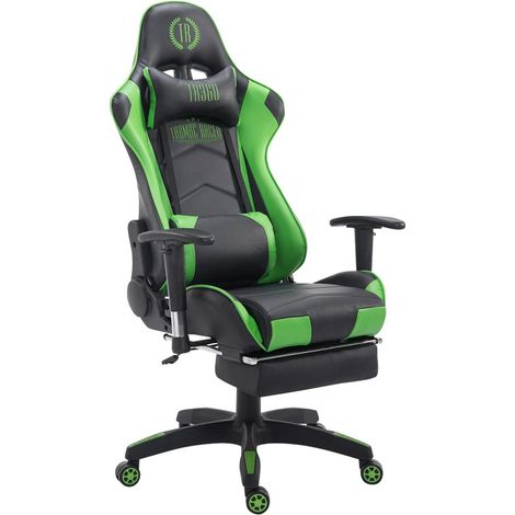 Sedia da ufficio ergonomica schienale regolabile con poggiapiedi sintetico nero/verde BUR10134