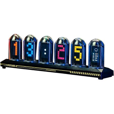 Horloge numérique à tube Nixie LED RGB avec écran couleur IPS, compatible Wi-Fi et horloge analogique pour la décoration de bureau de jeu e-sport (1/5)