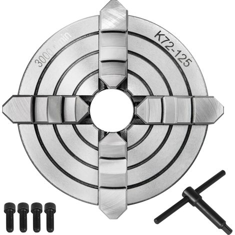 Mophorn K72-125 5-Zoll-Drehfutter, unabhängige umkehrbare Backe, 125-mm-Zubehör für Metalldrehmaschinen, 4-Backen-Futter für Mini-Metalldrehmaschine
