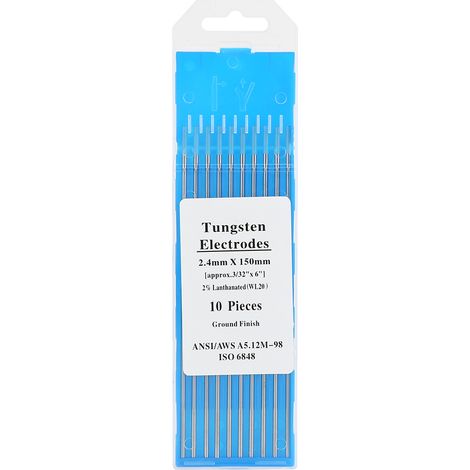 10 électrodes de tungstène WL20 Tig 2,4mm x 150mm, baguettes pro lanthanées à 2,0%, pack de 10 pièces (1/5)