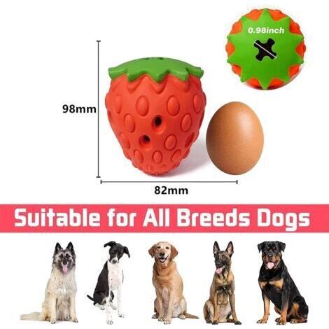 Jouet à mâcher pour chien - Jouet interactif indestructible - Durable - Forme de fraise - Caoutchouc naturel - Soin dentaire - Jouet résistant pour chiens de toutes tailles