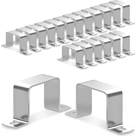 20 Pièces 20x20mm Colliers De Serrage Carrés En Acier Inoxydable 304 En Forme De U Collier Serrage Carre Pour Portes D'entrée Fenêtres Conduites D'alimentation En Eau Et Autres Canalisations (1/5)