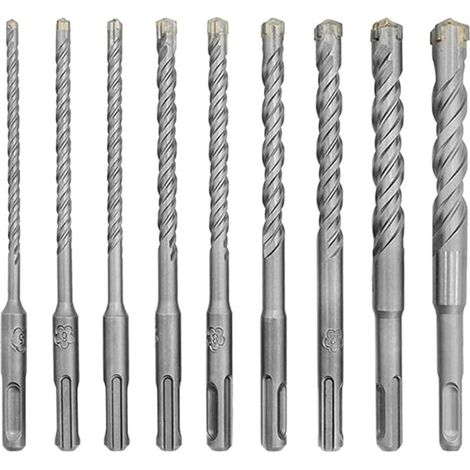 Ensemble de 9 forets à percussion électriques de 5 à 16 mm pour murs en béton, briques, parpaings, maçonnerie, scie cloche, outil de travail du bois (1/5)