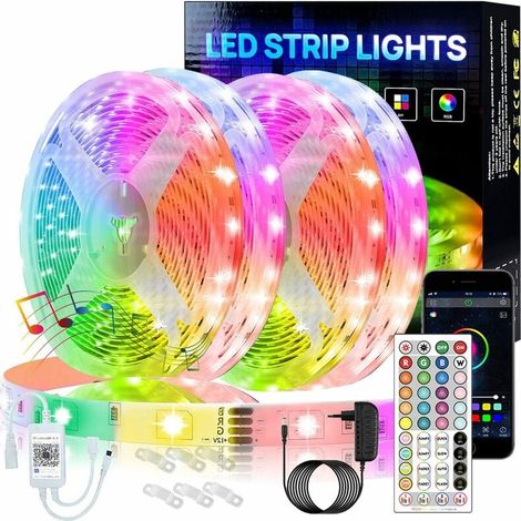 Bandes LED 20M RGB 5050 Kit de bandes LED a changement de couleur avec telecommande 44 touches pour la decoration de la maison de la chambre (1/5)