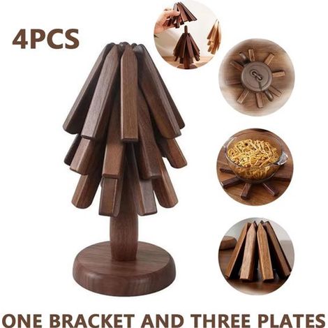 Sottobicchieri in legno - 3 pezzi - Resistenti al calore - Design ad albero - Legno - Accessorio da cucina - Cucina - Piatti caldi - Padelle - Teiera - Cibo - Teglia da forno - Decorativi - Regalo - I